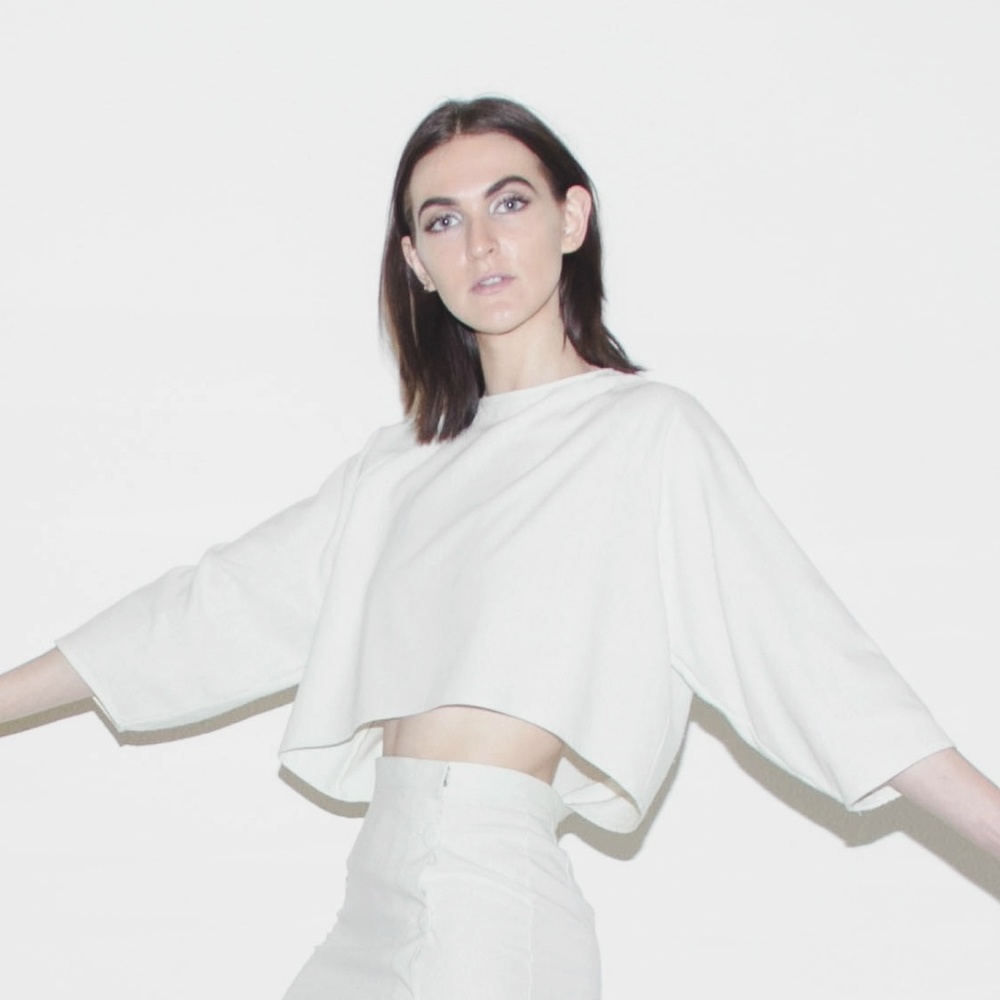 Laurs Kemp raw silk white square top